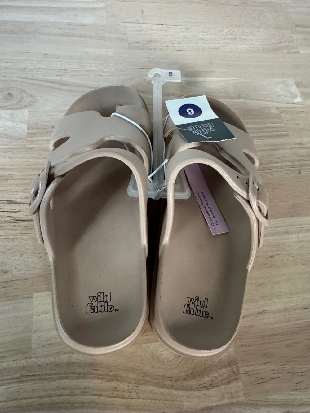 wild fable Neutral Beige Double-Strap Slide Sandals NWT